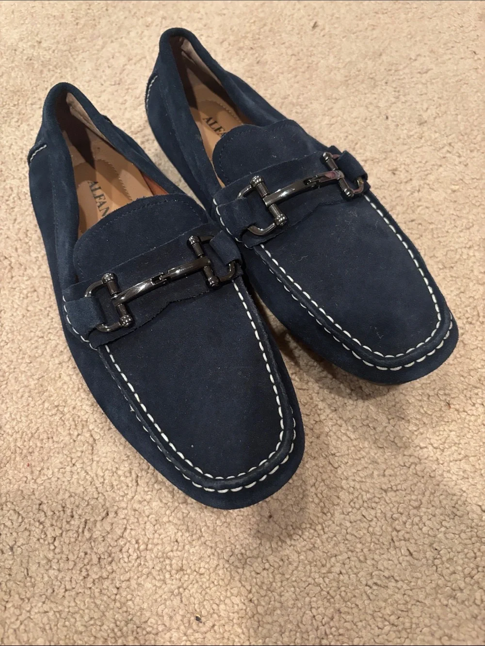 Alfani Navy Suede Bit-Detail Slip-On Loafers